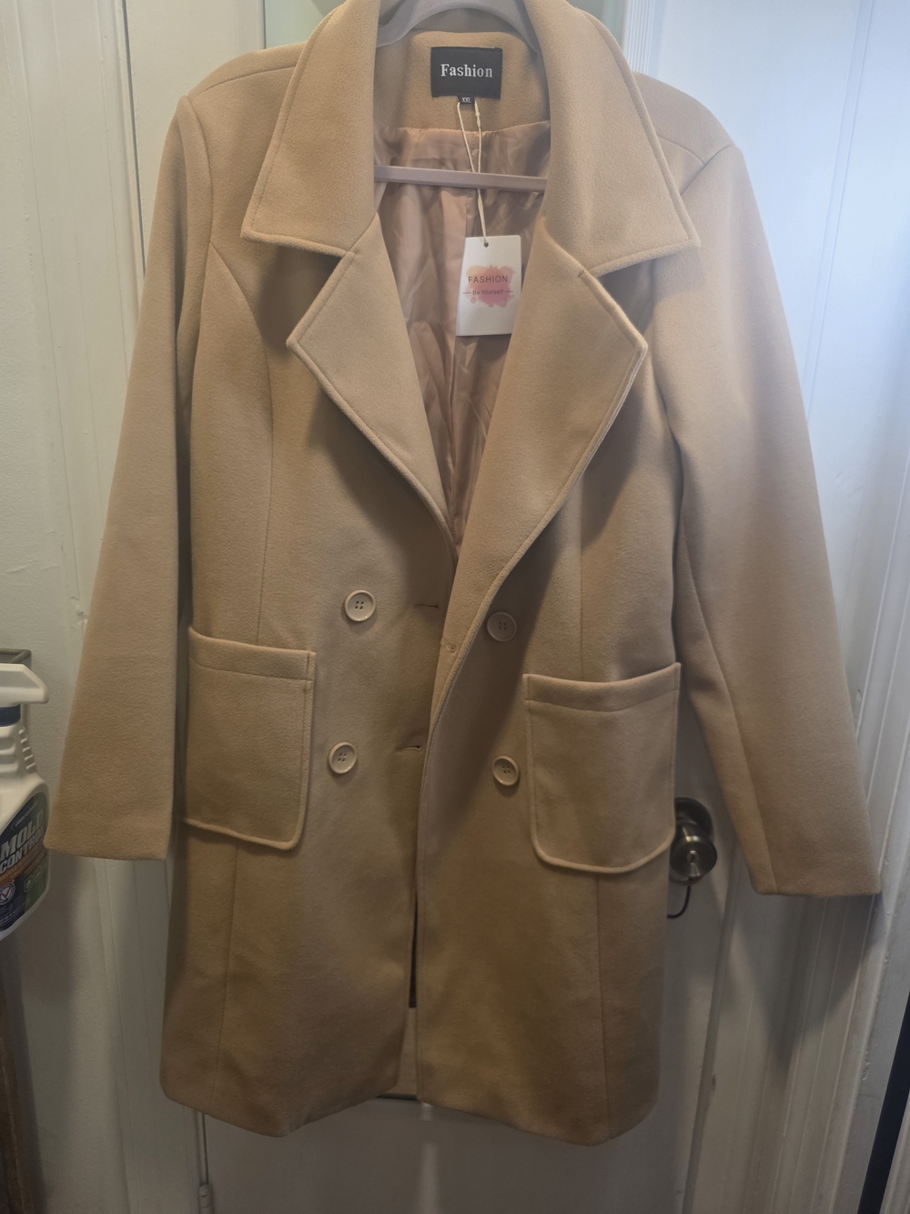 Fashion Double-Breasted Camel Pea Coat